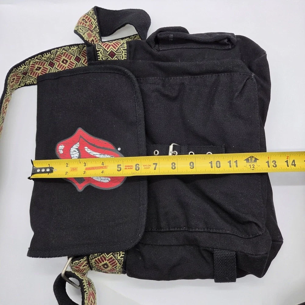 Vintage Rolling Stones Messenger Bag Rock & Roll Music Black Fabric